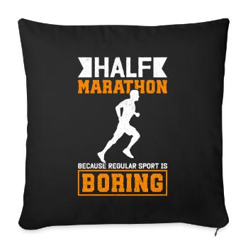 Demi-marathon Demi-marathon Cadeau de course à pied - Housse de coussin décorative 45 x 45 cm - noir - Devant