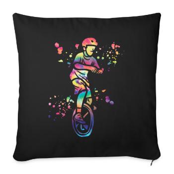 Unicycliste monocycle monocycle - Housse de coussin décorative 45 x 45 cm - noir - Devant
