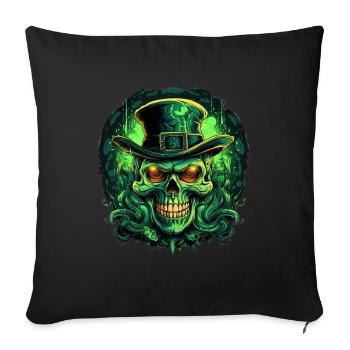 Creepy Skull with Top Hat Halloween Art - Sofa pillowcase 17,3'' x 17,3'' (45 x 45 cm) - black - Front