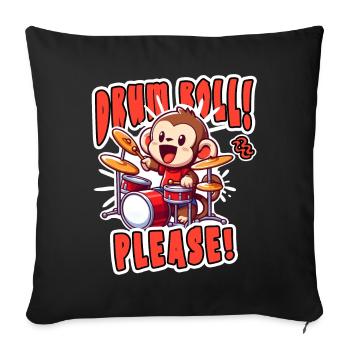 Drum Roll Please: Funny Monkey on the Drums - Sofa pillowcase 17,3'' x 17,3'' (45 x 45 cm) - black - Front