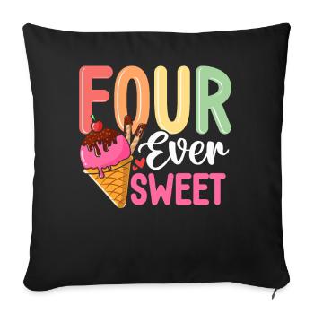 Quatre Ever Sweet Funny Ice Cream 4ème anniversaire - Housse de coussin décorative 45 x 45 cm - noir - Devant