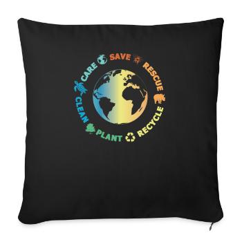 Rette Tiere Recyceln Tag Der Erde, Rette Den Ozean - Sofakissenbezug 45 x 45 cm - Schwarz - Vorne