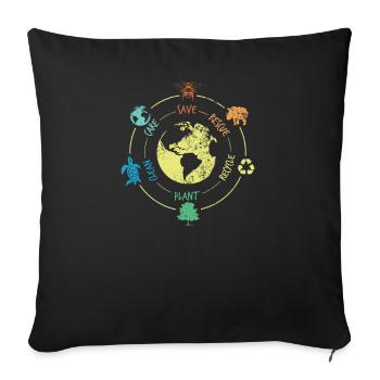 Rette Tiere Recyceln Tag Der Erde, Rette Den Ozean - Sofakissenbezug 45 x 45 cm - Schwarz - Vorne
