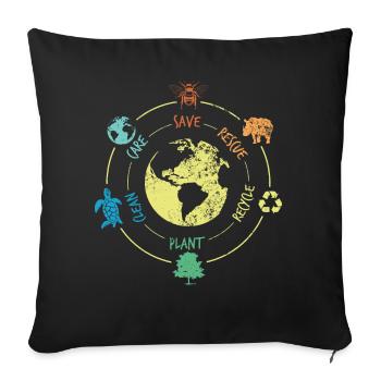 Environmental Protection, Nature Conservation, Ocean Protector, Planet - Sofa pillowcase 17,3'' x 17,3'' (45 x 45 cm) - black - Front