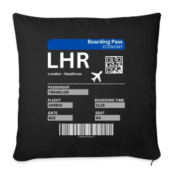 London Heathrow LHR Airport Flugticket Idee - Sofakissenbezug 45 x 45 cm - Schwarz - Vorne