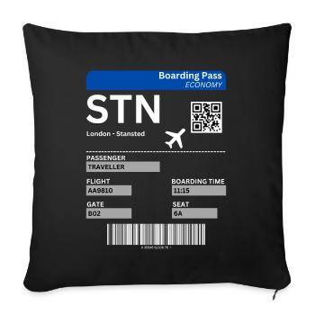 London Stansted STN Airport Flugticket Idee - Sofakissenbezug 45 x 45 cm - Schwarz - Vorne