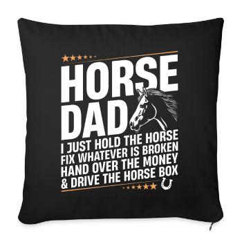 Cheval Papa Drôle Cavalier Cavalier Papa équestre - Housse de coussin décorative 45 x 45 cm - noir - Devant