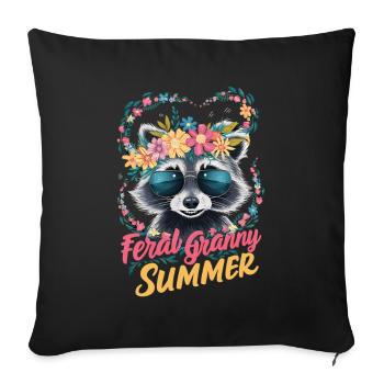 Feral Granny Été Grand-mère Grand-mère Femmes 2024 - Housse de coussin décorative 45 x 45 cm - noir - Devant