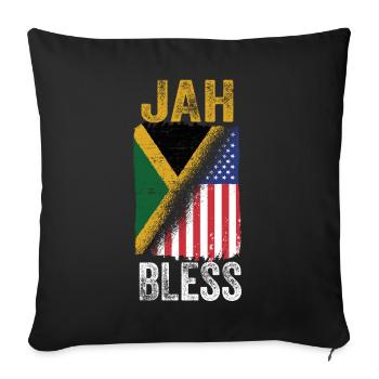 Jah Bless American Flag Reggae Jamaica Roots - Sofa pillowcase 17,3'' x 17,3'' (45 x 45 cm) - black - Front