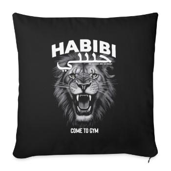 Habibi Lion - Motivation pour la salle de sport - Housse de coussin décorative 45 x 45 cm - noir - Devant