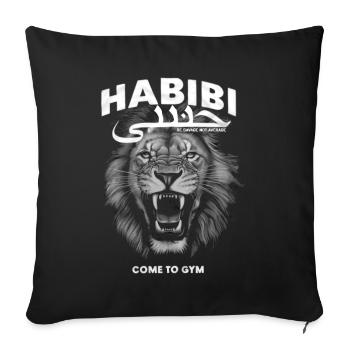 Habibi Lion - Motivation pour la salle de sport - Housse de coussin décorative 45 x 45 cm - noir - Devant