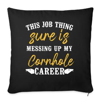 Joueur de sac de haricots de l’équipe Cornhole - Housse de coussin décorative 45 x 45 cm - noir - Devant