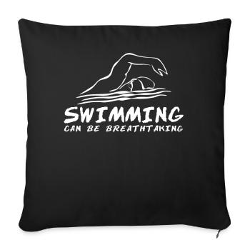 Piscine de nageur de triathlon - Housse de coussin décorative 45 x 45 cm - noir - Devant