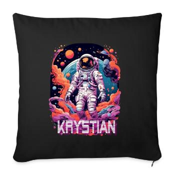 KRYSTIAN - Beau nom de garçon et astronaute cool - Housse de coussin décorative 45 x 45 cm - noir - Devant