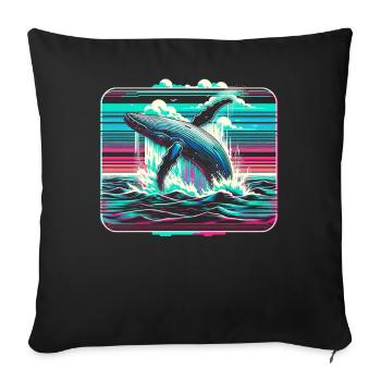 Baleine à bosse sauteuse baleine océan nuit tenue - Housse de coussin décorative 45 x 45 cm - noir - Devant