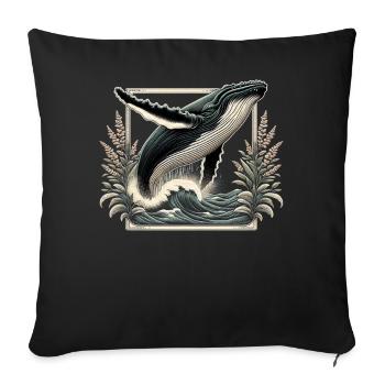 Baleine à bosse sauteuse baleine océan nuit tenue - Housse de coussin décorative 45 x 45 cm - noir - Devant