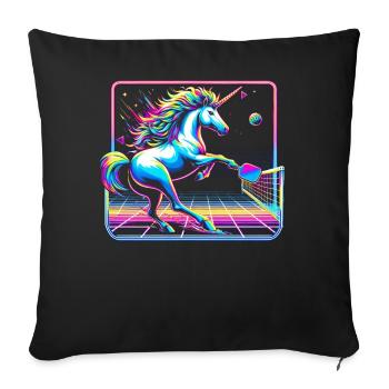 Pickleball-Enthusiast, Einhorn-Liebhaber, Paddelsp - Sofakissenbezug 45 x 45 cm - Schwarz - Vorne