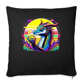 Pickleball-Enthusiast, Drachenliebhaber, Paddelspo - Sofakissenbezug 45 x 45 cm - Schwarz - Vorne