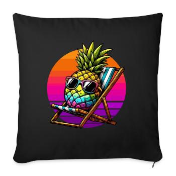 Holiday Pineapple Deck Chair Sunset Funny - Sofa pillowcase 17,3'' x 17,3'' (45 x 45 cm) - black - Front