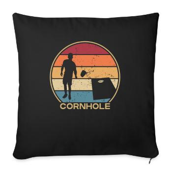 Retro Sitzsack Spielbretter Professionelles Cornhole - Sofakissenbezug 45 x 45 cm - Schwarz - Vorne