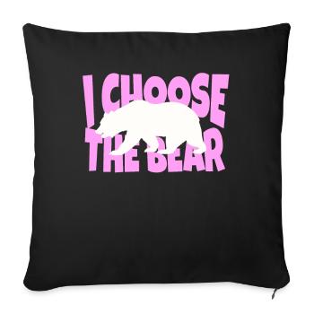 Je choisis l’ours dans les bois drôle femmes fille - Housse de coussin décorative 45 x 45 cm - noir - Devant