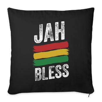 Jah Bless Rasta Flag Reggae Roots Jamaica - Sofa pillowcase 17,3'' x 17,3'' (45 x 45 cm) - black - Front