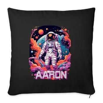 AARON - Beautiful boy name with cool astronaut - Sofa pillowcase 17,3'' x 17,3'' (45 x 45 cm) - black - Front