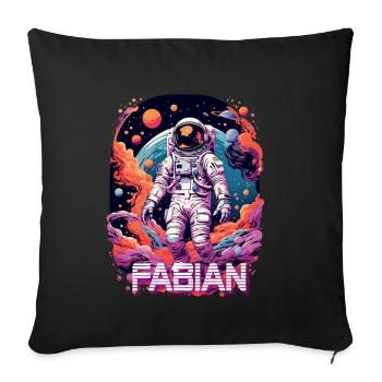 FABIAN - Beau nom de garçon avec astronaute cool - Housse de coussin décorative 45 x 45 cm - noir - Devant
