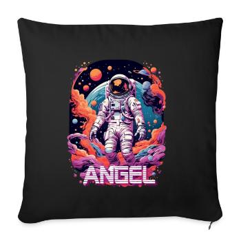 ANGEL - Beau prénom de garçon avec astronaute cool - Housse de coussin décorative 45 x 45 cm - noir - Devant