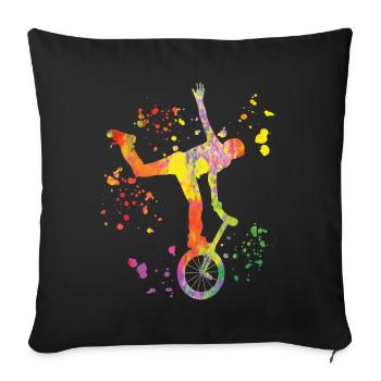Unicycliste monocycle monocycle - Housse de coussin décorative 45 x 45 cm - noir - Devant
