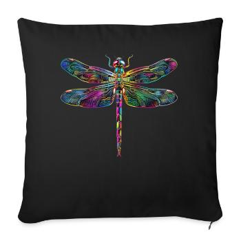 Dragonfly Dragonfly Colorful Wings Cute Dragonflies - Sofa pillowcase 17,3'' x 17,3'' (45 x 45 cm) - black - Front