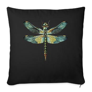 Dragonfly Dragonfly Colorful Wings Cute Dragonflies - Sofa pillowcase 17,3'' x 17,3'' (45 x 45 cm) - black - Front