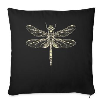 Dragonfly Dragonfly Colorful Wings Cute Dragonflies - Sofa pillowcase 17,3'' x 17,3'' (45 x 45 cm) - black - Front