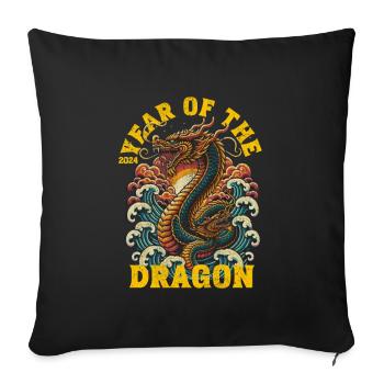 Année du Dragon 2024 - Astrologie Chinoise - Housse de coussin décorative 45 x 45 cm - noir - Devant