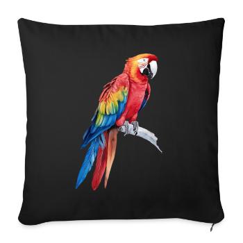 Watercolour Colorful Scarlet Macaw Parrot Bird - Sofa pillowcase 17,3'' x 17,3'' (45 x 45 cm) - black - Front