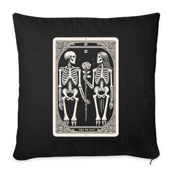 T-shirt squelette de tarot pour les fans d’Halloween - Housse de coussin décorative 45 x 45 cm - noir - Devant