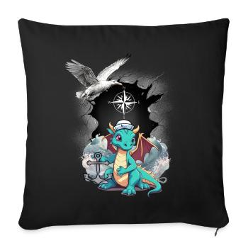 Dragon Dragon Sailor Compass Maritime Seagull Child - Sofa pillowcase 17,3'' x 17,3'' (45 x 45 cm) - black - Front