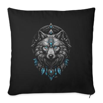 Loup arctique viking - Housse de coussin décorative 45 x 45 cm - noir - Devant