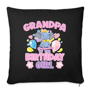 Grandpa Of the Birthday Girl Elephant Family Party - Sofa pillowcase 17,3'' x 17,3'' (45 x 45 cm) - black - Front