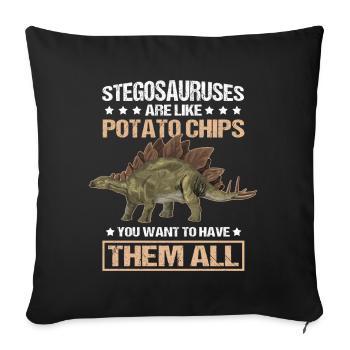 Stegosaurus Dinos Dinosaur Gift - Sofa pillowcase 17,3'' x 17,3'' (45 x 45 cm) - black - Front