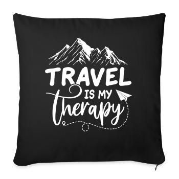 Le voyage est ma thérapie - Housse de coussin décorative 45 x 45 cm - noir - Devant