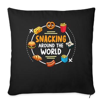 Le snacking dans le monde entier - Housse de coussin décorative 45 x 45 cm - noir - Devant