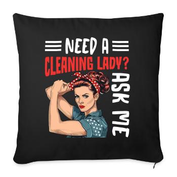 Besoin d’une femme de ménage Demandez-moi - Housse de coussin décorative 45 x 45 cm - noir - Devant