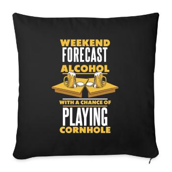 Alcool avec chance de jouer au jeu de cornhole - Housse de coussin décorative 45 x 45 cm - noir - Devant