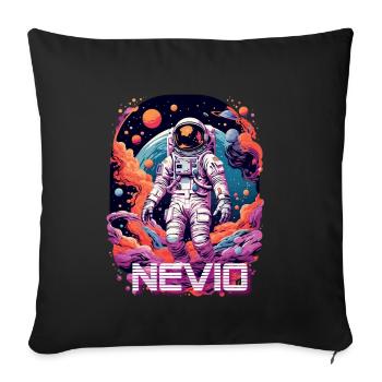 NEVIO - Beautiful boy name with cool astronaut - Sofa pillowcase 17,3'' x 17,3'' (45 x 45 cm) - black - Front