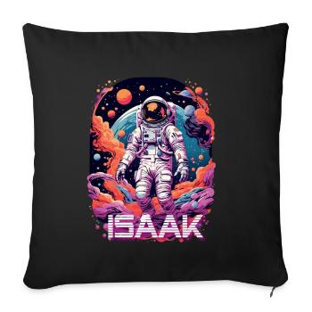 ISAAK - Schöner Jungen Name mit coolem Astronaut - Sofakissenbezug 45 x 45 cm - Schwarz - Vorne