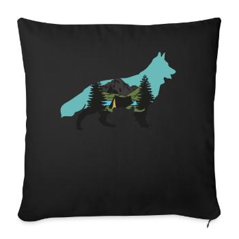 Shepherd Dog Leash German Shepherd - Sofa pillowcase 17,3'' x 17,3'' (45 x 45 cm) - black - Front