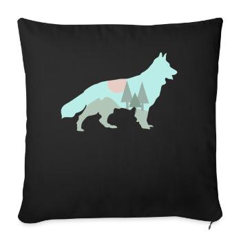 White Shepherd Dog Forest Outdoor - Sofa pillowcase 17,3'' x 17,3'' (45 x 45 cm) - black - Front