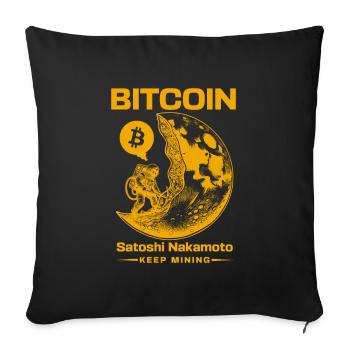 Crypto-monnaie Bitcoin BTC Satoshi Nakamoto - Housse de coussin décorative 45 x 45 cm - noir - Devant