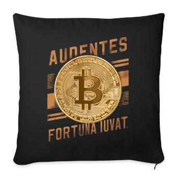 Bitcoin Audentes Fortuna Iuvat Crypto Digital - Sofa pillowcase 17,3'' x 17,3'' (45 x 45 cm) - black - Front